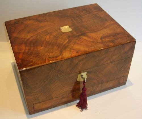 fig 1. Fabulous Antique English Walnut Jewellery Box c.1860