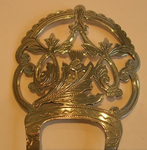 Pretty Antique English Sterling Silver Hair Comb - Scottish Thistle - 1905