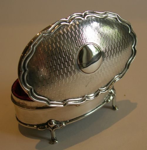 fig 1. Delightful English Sterling Silver Trinket or Jewellery Box By A & J Zimmerman
