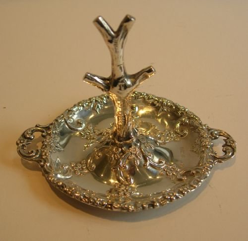 Charming Antique Sterling Silver Ring Tree, with Handled Tray - 1901
