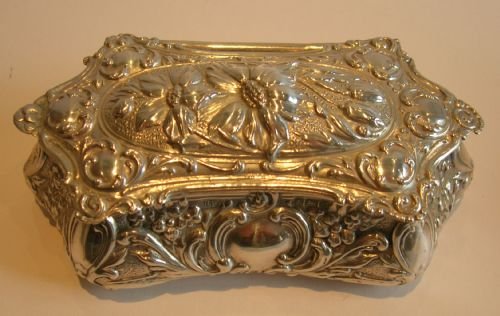 Stunning Antique English Sterling Silver Ring Box - Edwardian