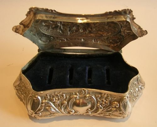 fig 1. Stunning Antique English Sterling Silver Ring Box - Edwardian