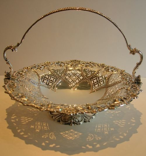 Antique English Silver Plated Cake Basket C.1880 - Exquisite!
