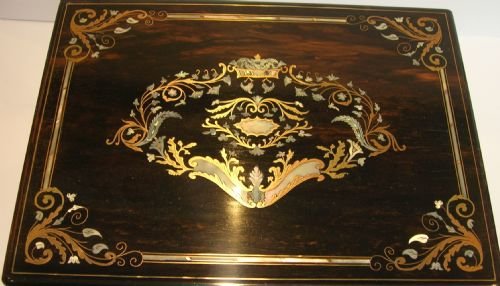 fig 1. Stunning Top-Notch Large Jewellery Box - Intricate Inlaid Coromandel c.1850