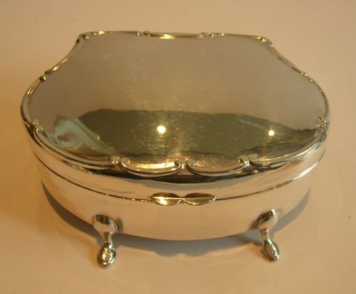 Large Shaped Sterling Silver Jewelry or Ring Box - 1915