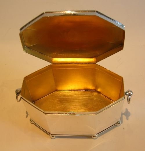 fig 1. Stunning Large English Sterling Silver Tea Caddy - 1916