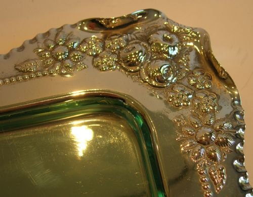 fig 1. Antique English Silver Plate & Glass Serving Tray c.1900