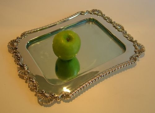 Antique English Silver Plate & Glass Serving Tray C.1890