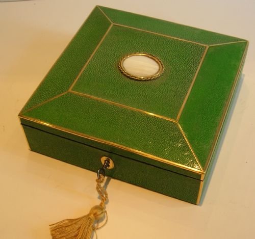 
Fabulous Antique English Shagreen Jewelry Box C.1870