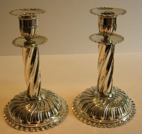 Antique English Silver Plated Candlesticks - Outstanding Design C.1880