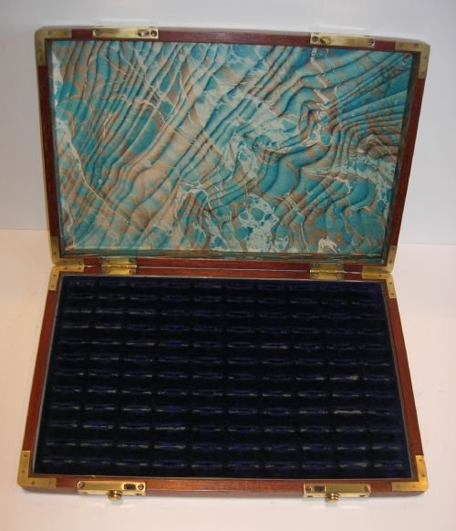 Rare Antique English Mahogany & Brass Rings Box for 120 Rings! - Victorian C.1880