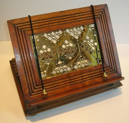 Antique English Oak & Brass Book Rest / Lectern C.1880