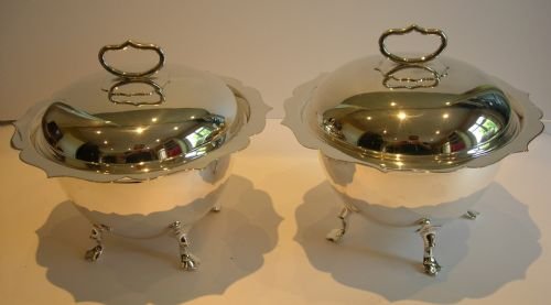 Pair Antique Pudding / Dessert Tureens by Mappin & Webb C.1910