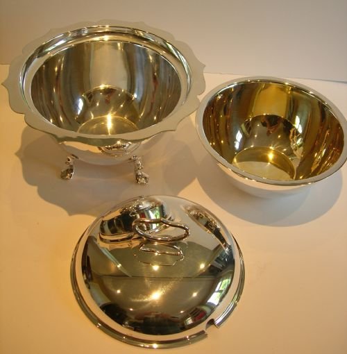 fig 2. Pair Antique Pudding / Dessert Tureens by Mappin & Webb c.1910