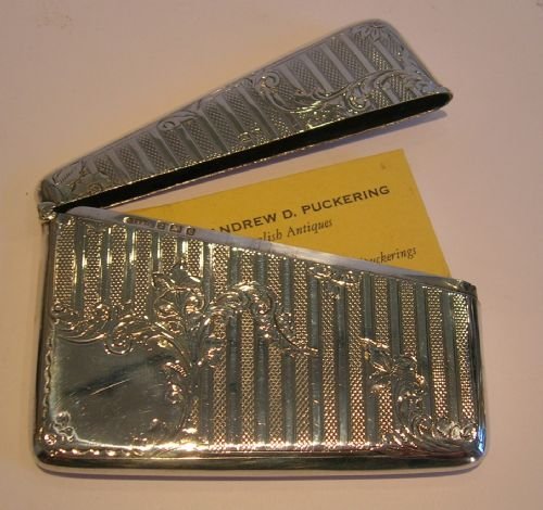 Antique Sterling Silver Card Case - Stunning Decoration - 1902