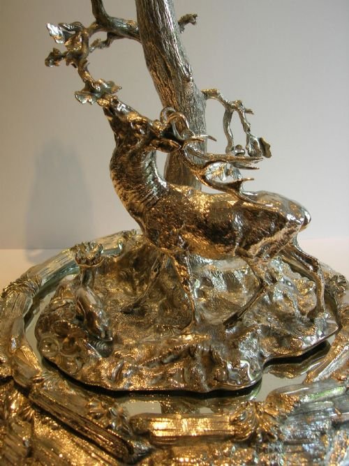 fig 3. Magnificent Grand English Victorian Candelabra Centrepiece - Oak Tree & Stag c.1860