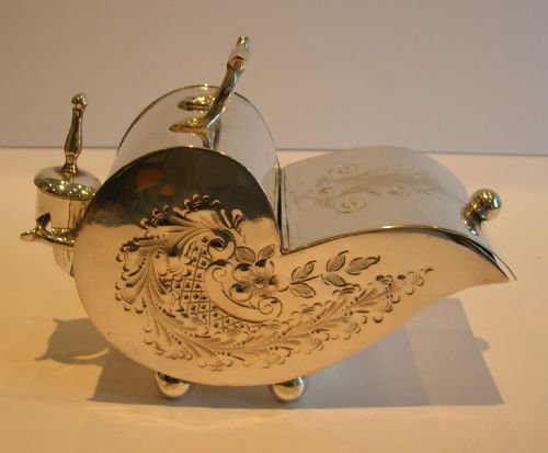 English Silver Plated Figural Sugar Box - Scuttle C.1920