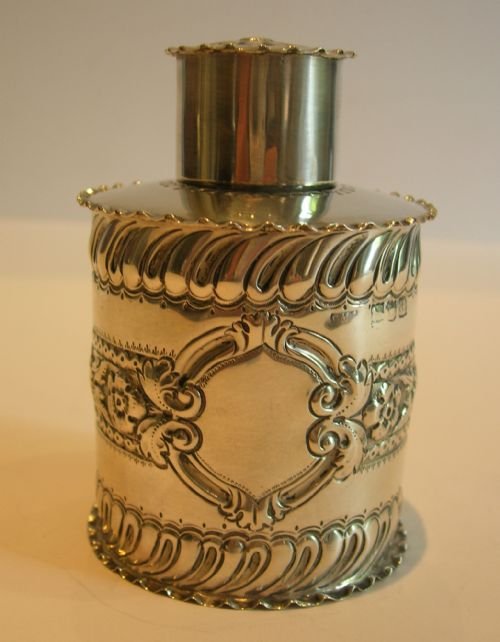 fig 1. Antique English Sterling Silver Tea Caddy - London 1896