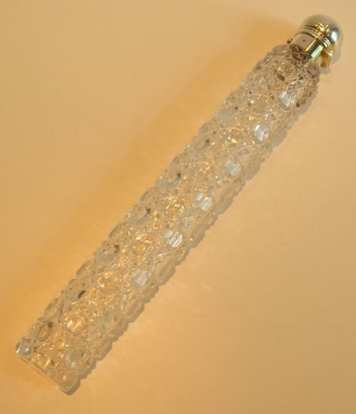 Magnificent and Elegant Tall Cut Crystal & Sterling Silver Scent or Perfume Bottle