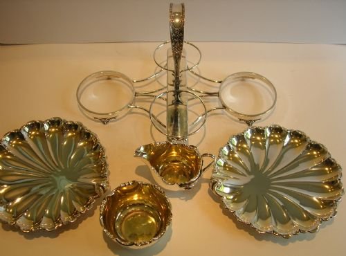 fig 1. Antique Silver Plate Strawberry Set by James Dixon & Son c.1890