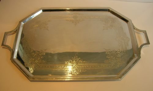 Fine Antique English Silver Plated Serving Tray by Boardman & Glossop C.1865