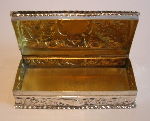 fig 1. Antique Sterling Silver Box by William Comyns - Birds - 1899