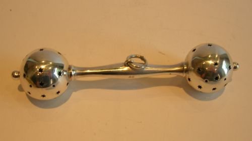 Unusual English Sterling Silver Baby's Rattle by Crisford & Norris