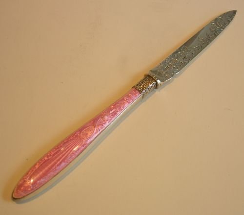 Fabulous Sterling Silver & Guilloche Enamel Letter Opener - 1895