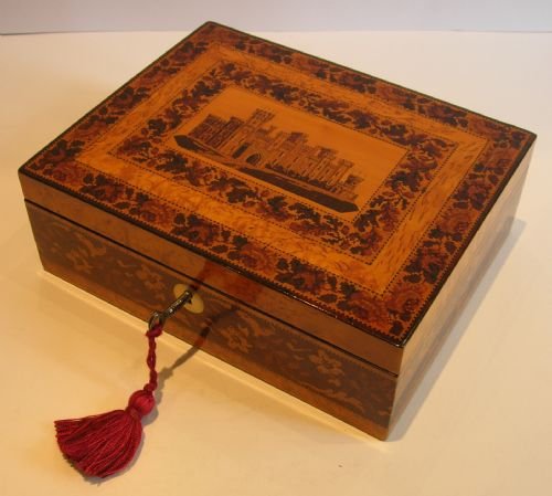 Rare Antique English Burr Ash Tunbridge Ware Box - Eridge Castle