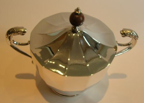 fig 1. Stylish Antique English Silver Plated Biscuit Box - Figural Handles - Lions

