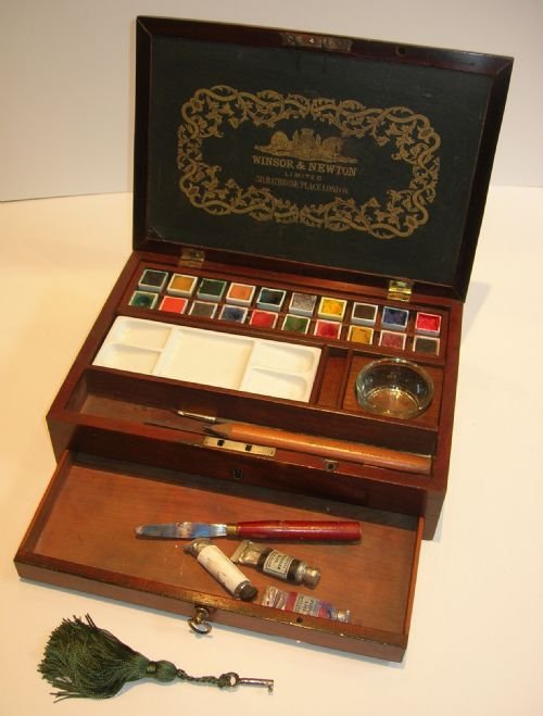 Antique English Winsor & Newton Watercolour / Artist's Paint Box C.1900