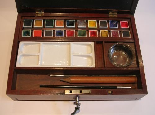 fig 1. Antique English Winsor & Newton Watercolour / Artist's Paint Box c.1900