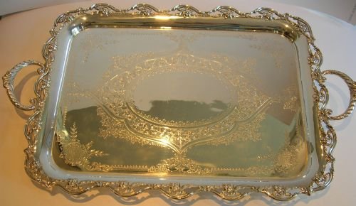 Top-notch Large Art Nouveau Silver Plated Serving Tray C.1890