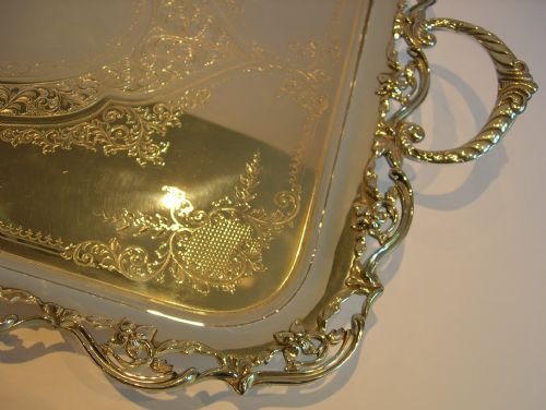 fig 1. Top-Notch Large Art Nouveau Silver Plated Serving Tray c.1890