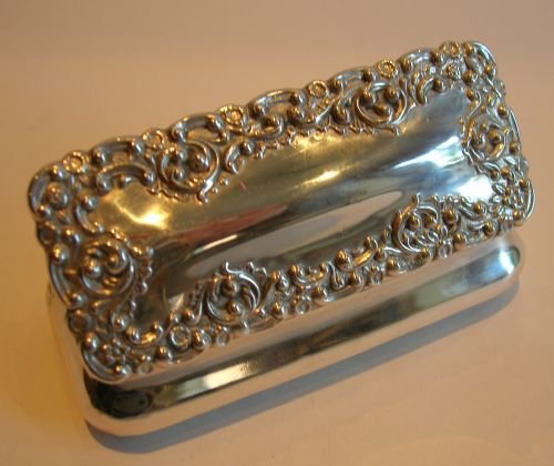 Antique English Sterling Silver Ring Box for Four Rings