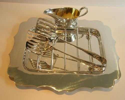 Antique English Silver Plated Asparagus Serving Set by Walker & Hall