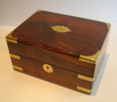 Handsome William IV Brass Bound Rosewood Jewelry Box C.1830