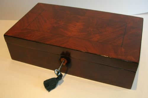 Handsome Flamed Mahogany Table Box - Ebony Inlay - C.1790