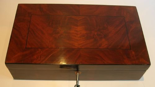 fig 1. Handsome Flamed Mahogany Table Box - Ebony Inlay - c.1790