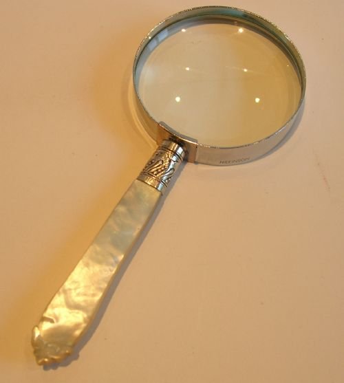 Antique Mother of Pearl & Sterling Silver Handled Magnifying Glass - 1901
