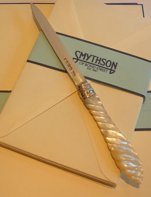 English Sterling Silver & Mother of Pearl Letter Opener - 1874