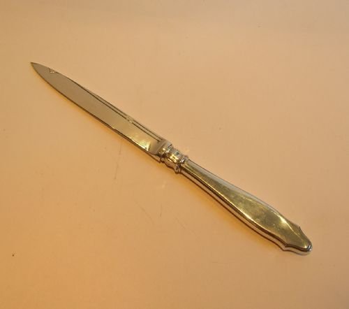fig 1. Antique English Sterling Silver & Blue Guilloche Enamel Letter Opener