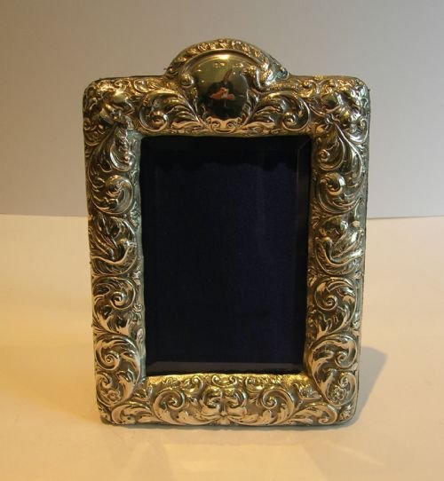 Beautiful Large English Sterling Silver Photo Frame by Walker & Hall - 1901
