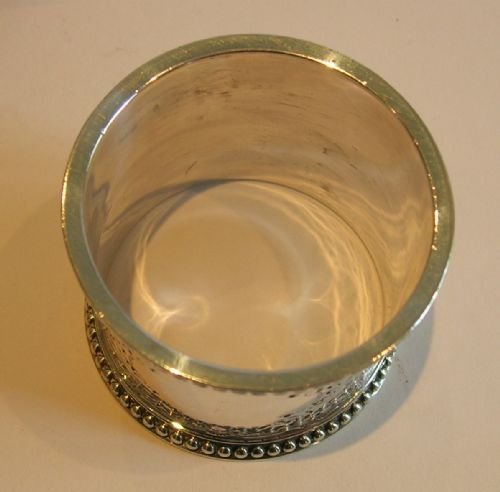 fig 1. Pair Large Heavy Victorian English Sterling Silver Napkin Rings - 1897