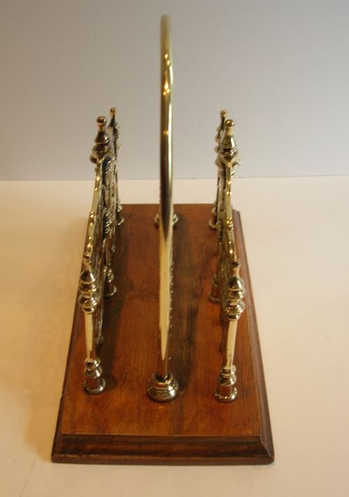 fig 1. Antique English Brass & Oak Letter Rack / Holder c.1890