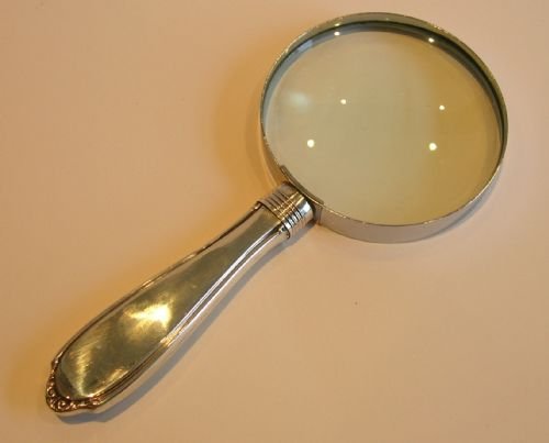 fig 1. English Sterling Silver & Tortoise Shell Handled Magnifying Glass