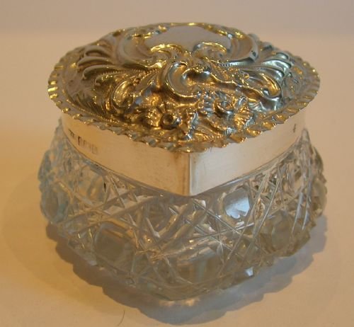 fig 1. Antique Cut Crystal and Sterling Silver Heart Shaped Box - 1903