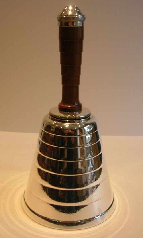 Rare Novelty English Cocktail Shaker in Figural Bell Form; Art Deco C.1930
