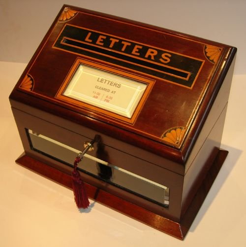 Grand Antique English Inlaid Mahogany Letters Box C.1890