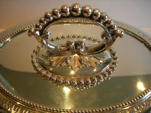 fig 1. Top Quality Pair Antique English Silver Plate Entree Dishes c.1850